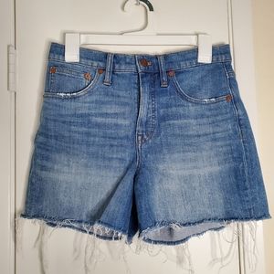 Madewell High Rise Denim Shorts Raw Hem Size 27